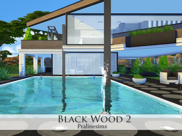 Sims 4 Black Wood 2 house by Pralinesims at TSR