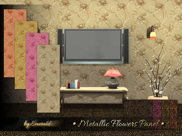 Sims 4 Metallic Flowers Panel by emerald at TSR