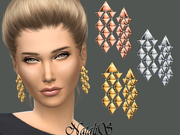 Sims 4 Triangles Chandelier Earrings by NataliS at TSR