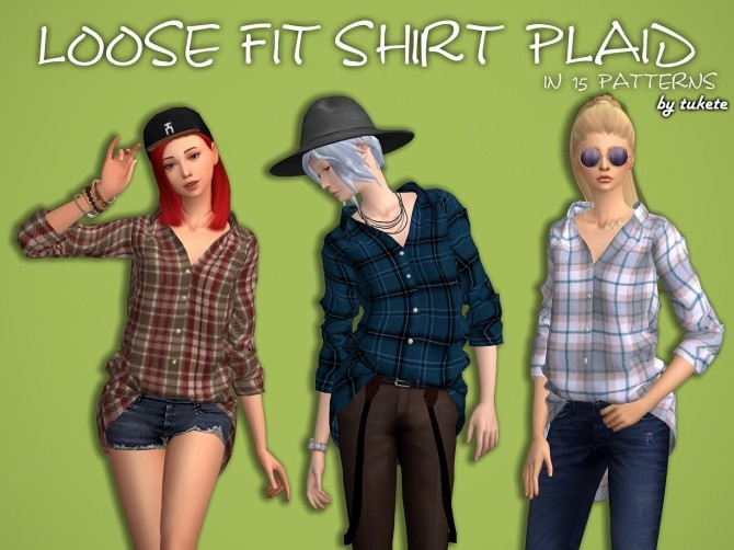 Sims 4 Loose Fit Plaid Shirt at Tukete