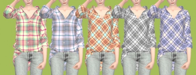 Sims 4 Loose Fit Plaid Shirt at Tukete