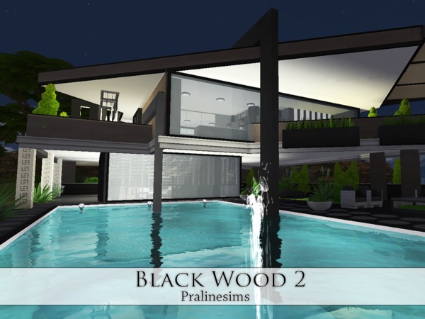 Sims 4 Black Wood 2 house by Pralinesims at TSR