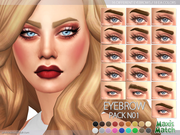 Sims 4 Maxis Match Eyebrow Pack N01 by Pralinesims at TSR