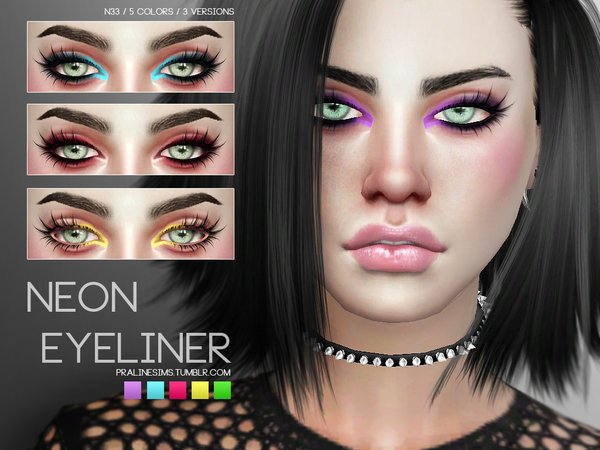 Sims 4 Neon Eyeliner N33 by Pralinesims at TSR