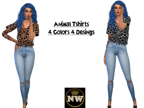 Sims 4 Animal print t shirts by Naddiswelt at TSR
