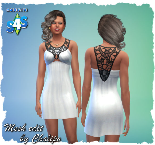 Sims 4 Mesh edit summer dress short by Chalipo at All 4 Sims