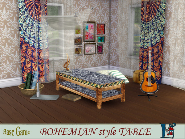 Sims 4 Bohemian style tables by evi at TSR