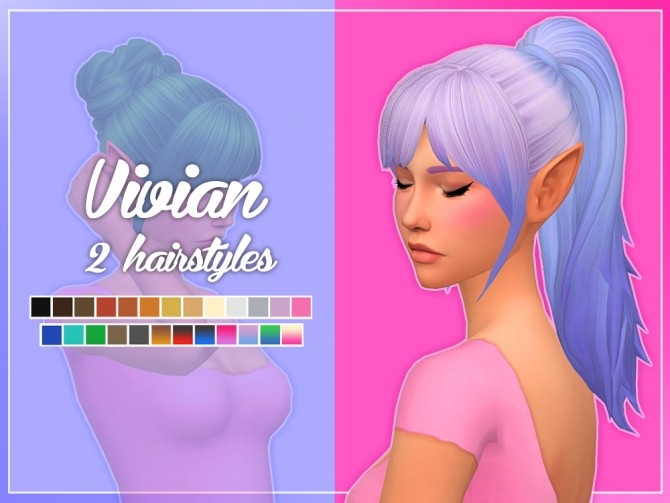 Sims 4 Vivian Hair (Bun + Pony) at Nolan Sims