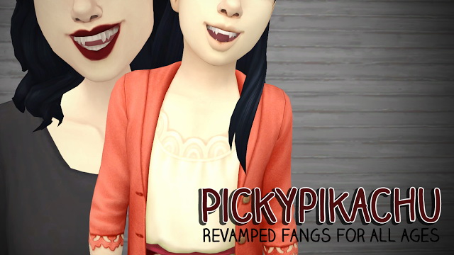 Sims 4 Revamped Updated Vampire Fangs for all at Pickypikachu