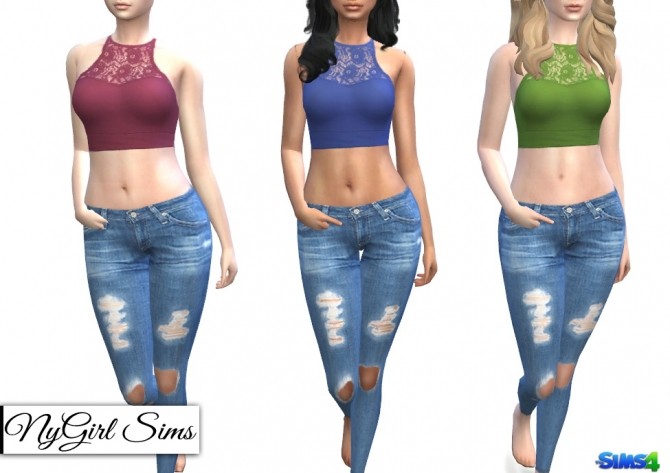 Sims 4 Athletic Lace Crop Tank at NyGirl Sims