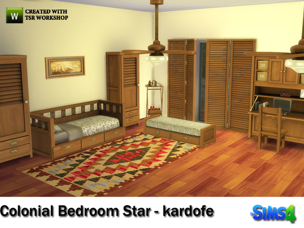 Sims 4 Colonial Bedroom Star by kardofe at TSR