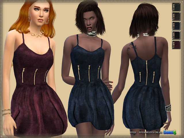 Sims 4 Velvet dress & Zipper at Bukovka
