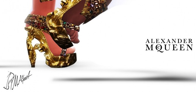 Sims 4 Gold Sculpted Platform Shoes by MrAntonieddu at MA$ims4