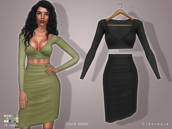 Sims 4 CHLOE Bodycon dress by Cleotopia at TSR