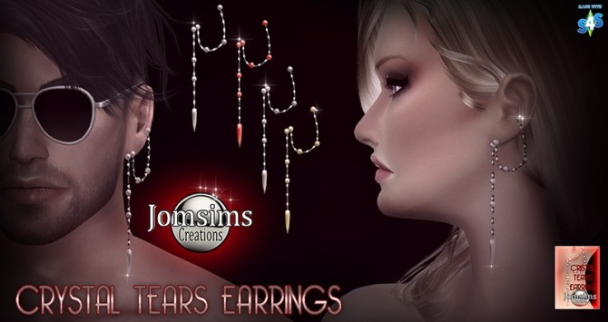 Sims 4 Crystal tears earrings at Jomsims Creations