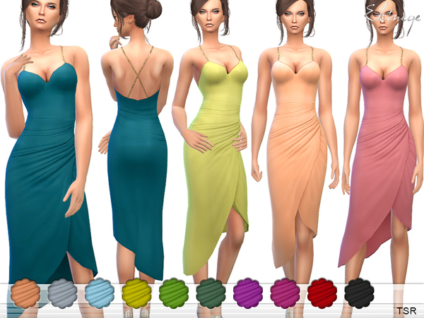 Sims 4 Embellished Gathered Dress by ekinege at TSR