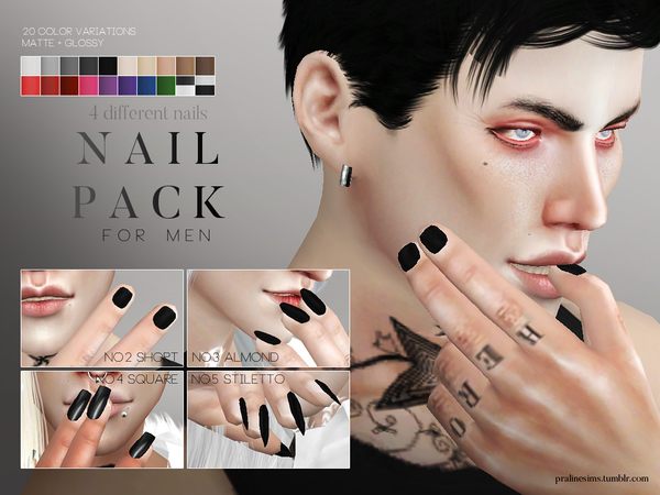 Sims 4 Nail Pack For Men by Pralinesims at TSR