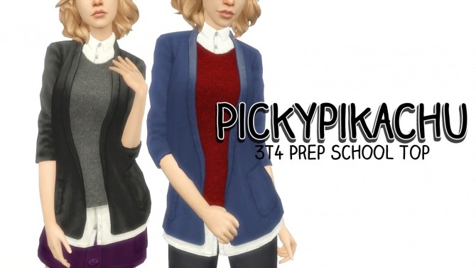 Sims 4 3t4 Conversion Prep School Top for TF EF at Pickypikachu