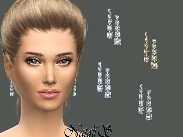 Sims 4 Bridal crystal drop earrings by NataliS at TSR