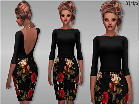 Floral Formal Dress by Margeh75 at Sims Addictions » Sims 4 Updates
