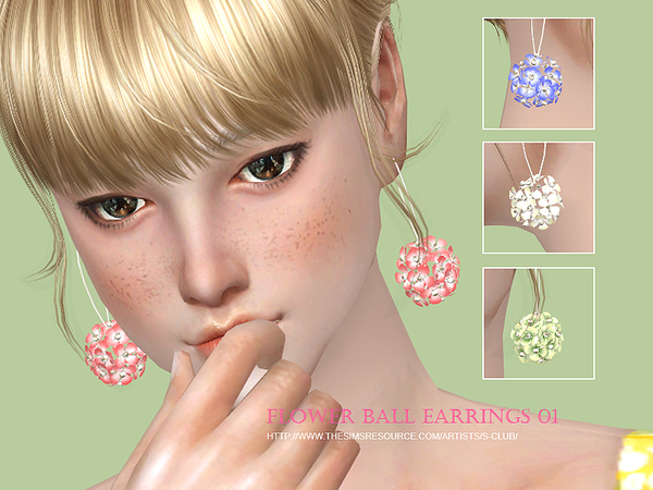 Sims 4 Flower balls earrings N01 by S Club WM at TSR