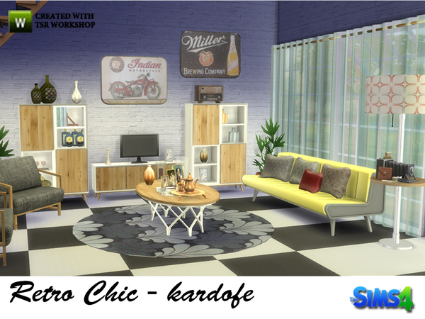 Sims 4 Retro Chic room by kardofe at TSR