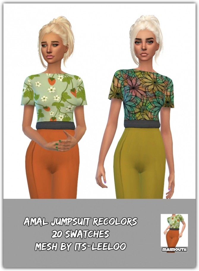 Sims 4 Amal Jumpsuit Recolors at Maimouth Sims4