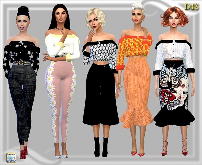 Sims 4 OffShouder C blouse at Dreaming 4 Sims