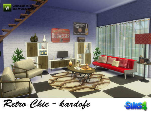 Sims 4 Retro Chic room by kardofe at TSR