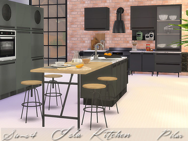 Sims 4 Isla Kitchen by Pilar at TSR