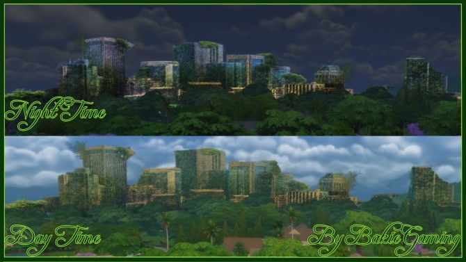 Sims 4 Overgrown City Skyline Replacement by Bakie at Mod The Sims