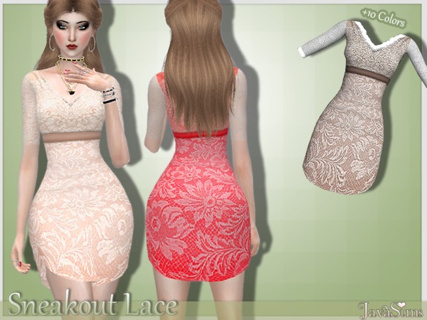 Sims 4 Sneakout Lace Dress by JavaSims at TSR