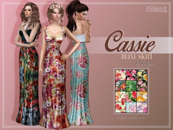 Sims 4 Cassie Maxi Skirt at Trillyke