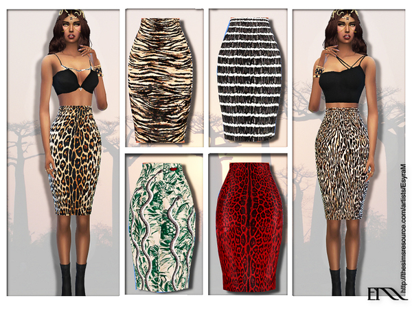 Sims 4 Collection Print Pencil Skirt by EsyraM at TSR