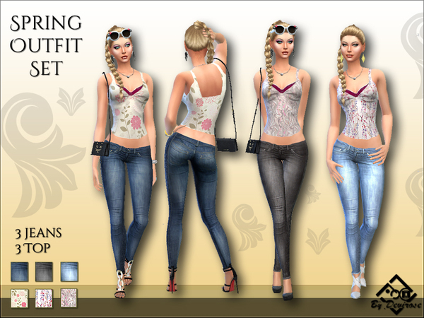 Sims 4 Spring Outfit Set by Devirose at TSR