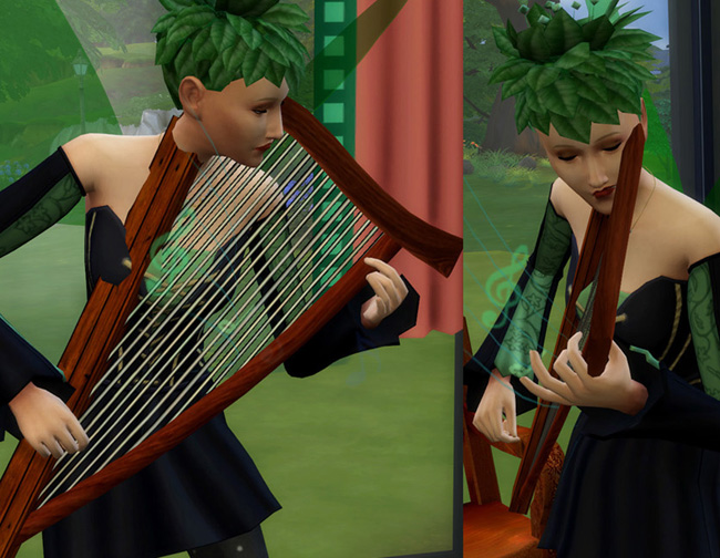 Sims 4 Handheld Playable Harp (Guitar Clone) by Esmeralda at Mod The Sims