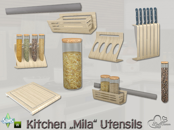 Sims 4 Kitchen Utensils Mila by BuffSumm at TSR