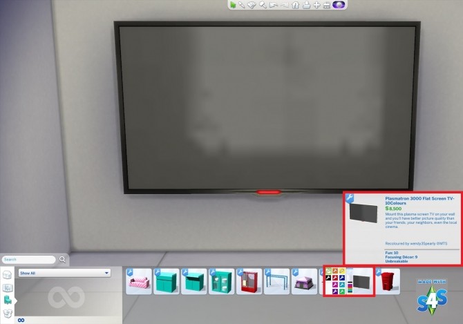 Sims 4 Plasmatron 3000 Flat Screen TV 10 Colours by wendy35pearly at Mod The Sims