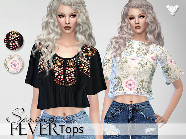 Sims 4 PZC Spring Fever Elegant Tops by Pinkzombiecupcakes at TSR