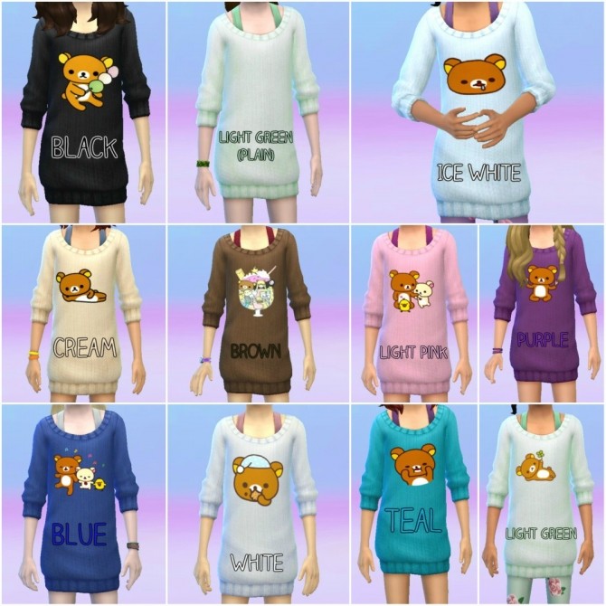 Sims 4 Rilakkuma and Friends Female Child Sweaters by SouperCooky at Mod The Sims