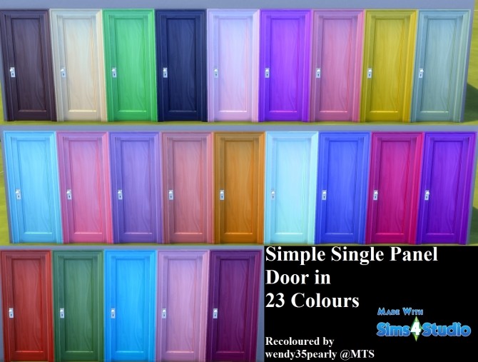 Sims 4 Simple Single Panel Door 23 Colours by wendy35pearly at Mod The Sims