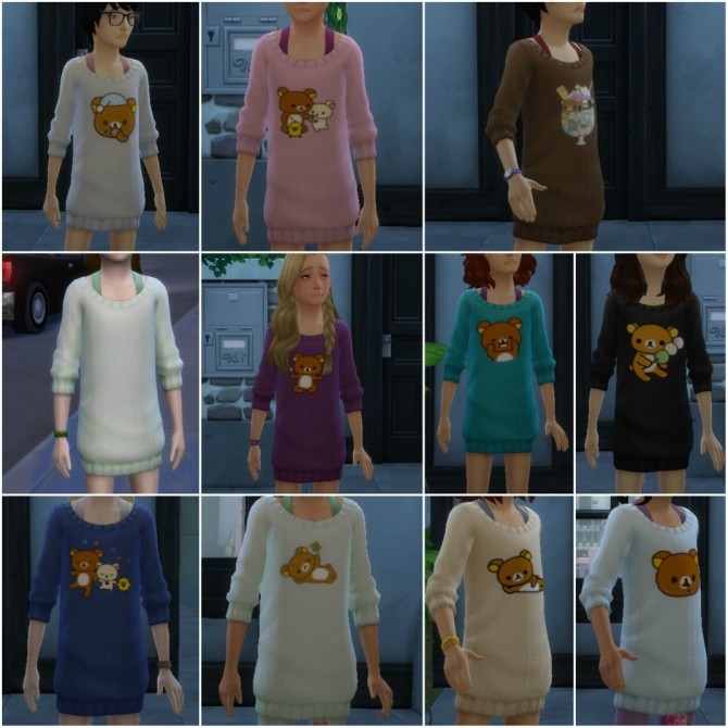 Sims 4 Rilakkuma and Friends Female Child Sweaters by SouperCooky at Mod The Sims