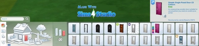 Sims 4 Simple Single Panel Door 23 Colours by wendy35pearly at Mod The Sims