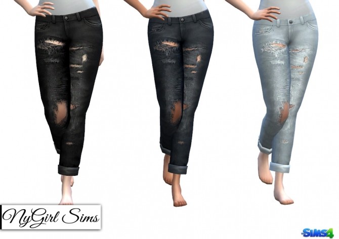 Sims 4 Distressed Rolled Ankle Jeans at NyGirl Sims