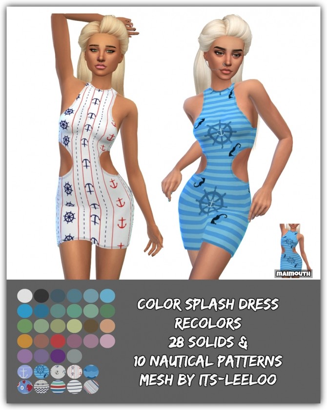 Sims 4 Color Splash Dress Recolors at Maimouth Sims4