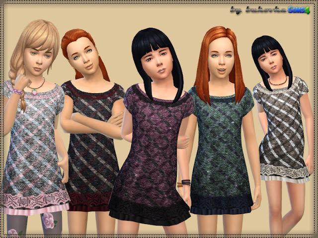 Sims 4 Dress Tweed Cell at Bukovka