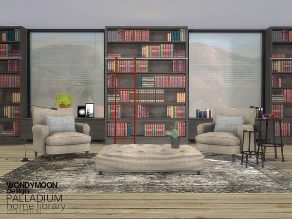 Sims 4 Palladium Home Library by wondymoon at TSR