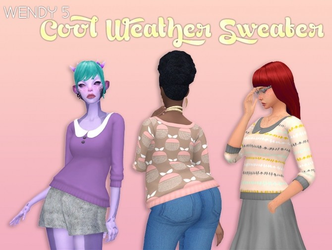 Sims 4 Wendy 5 Cool Weather Sweater by dtron at SimsWorkshop