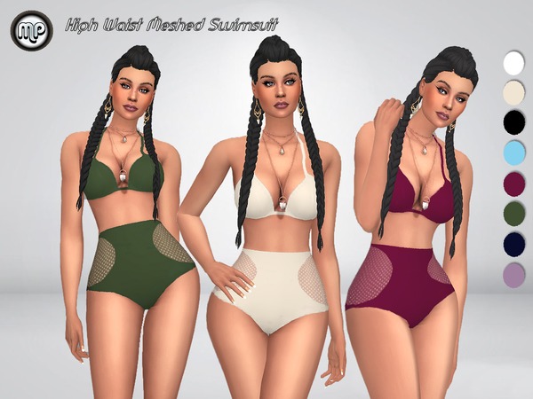 Sims 4 MP High Waist Meshed Swimsuit by MartyP at TSR