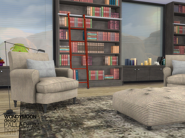 Sims 4 Palladium Home Library by wondymoon at TSR